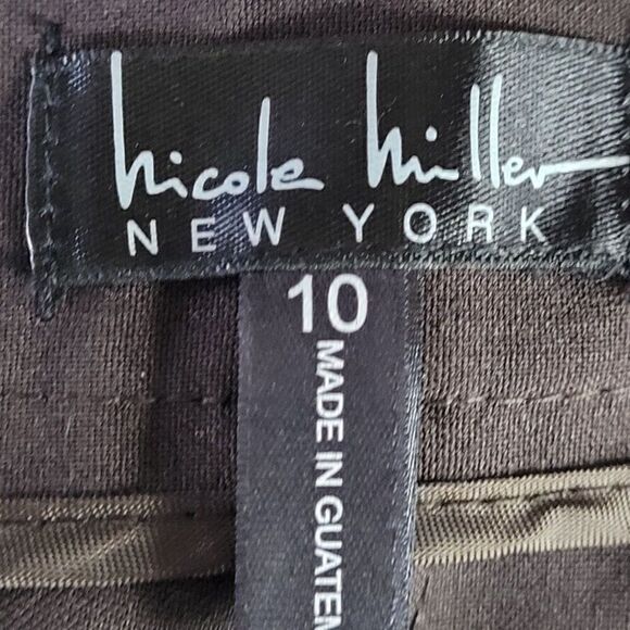 Vintage 90s Nicole Miller Flare Dress Pants 10 Brown High-Rise Stretch Career - Picture 9 of 12